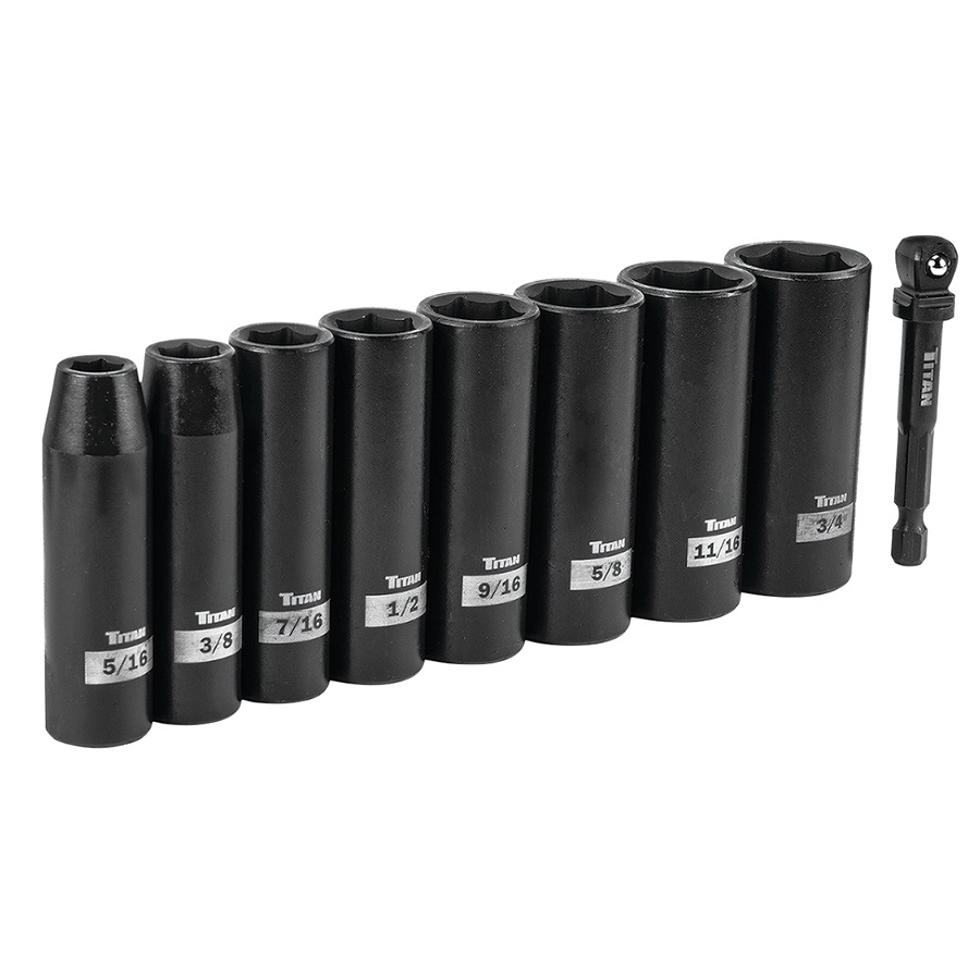 Titan™ 3/8" 6-Point Deep Impact Socket Set - SAE